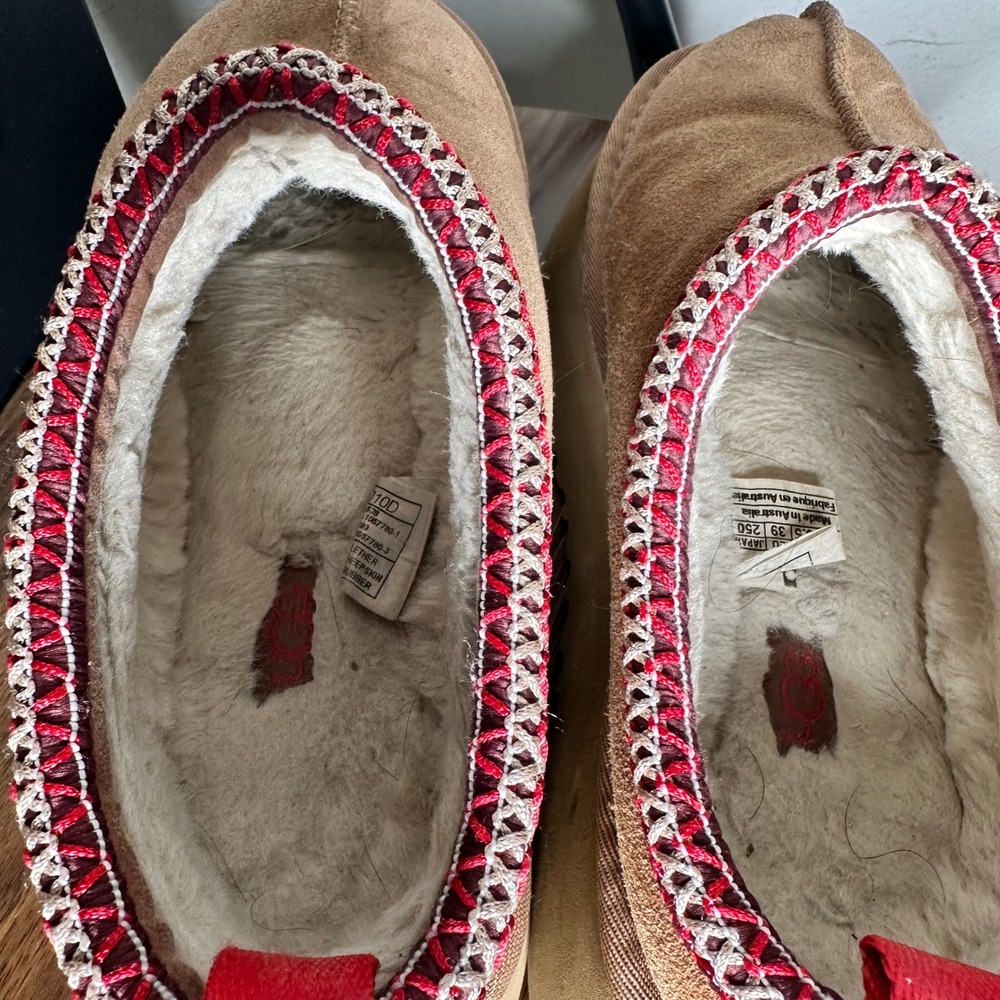 UGG Tazz Chestnut Suede Platform Slippers Red Tasman Braid 1122553 Womens 8 - Picture 7 of 8